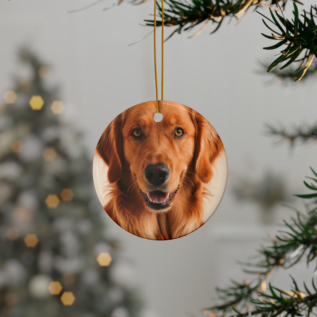 Custom Pet Photo Christmas Ornament - Ceramic, Made in the USA