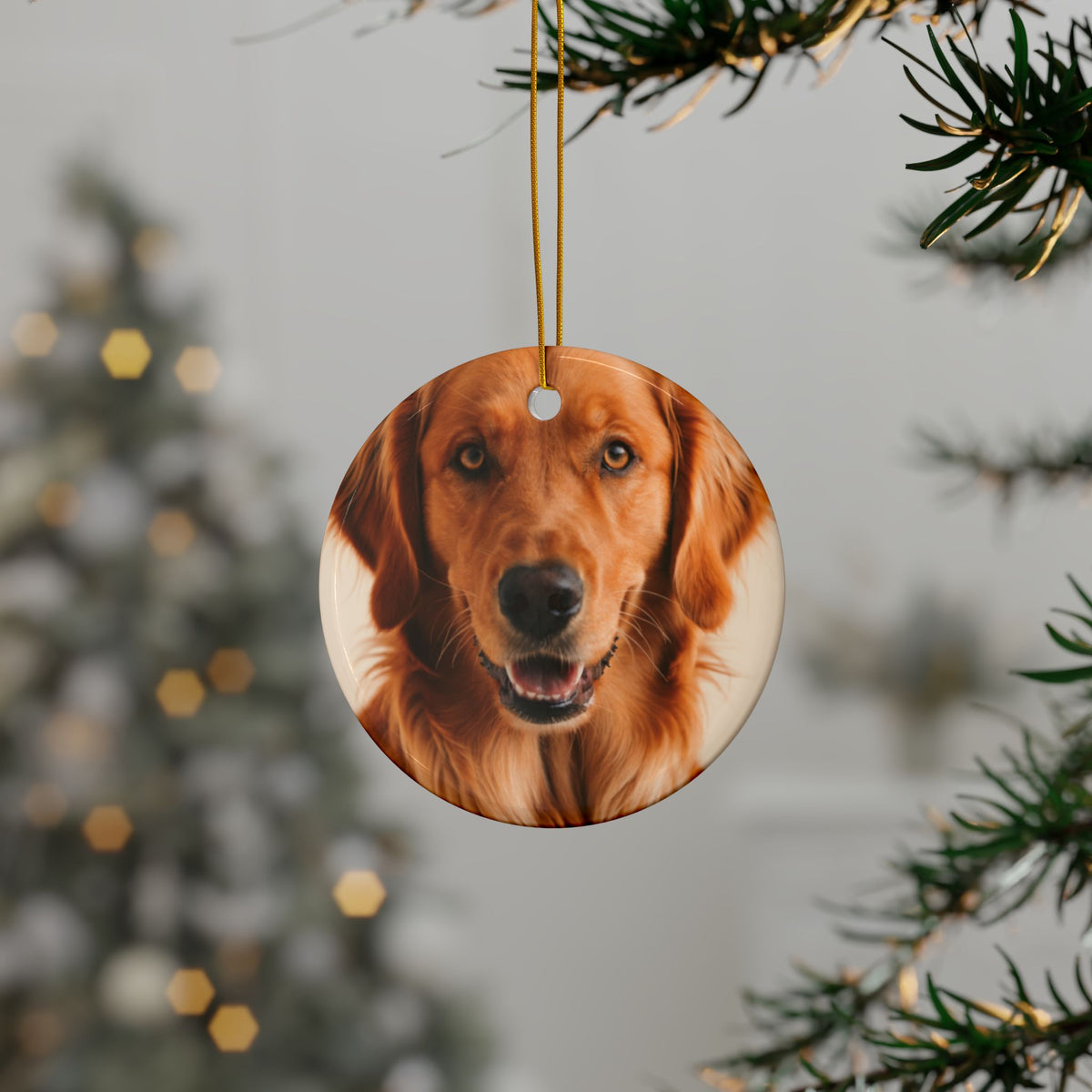 Custom Pet Photo Christmas Ornament - Ceramic, Made in the USA