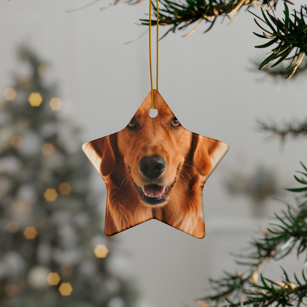 Custom Pet Photo Christmas Ornament - Ceramic, Made in the USA